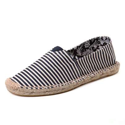 Men's Loafers Linen Rope Sole Canvas Shoes Casual Slip-On Flat Espadrilles, Women's Woven Breathable Fabric Shoes, Striped Straw Sole Non-Slip Unisex Fisherman Shoes, One-Foot Slip-On Black/Red/Blue Striped Shoes (This Style Has A Narrow Toe Box, So Those With Wider Feet Are Advised To Size Up. The Linen Rope Sole Is Relatively Stiff, And The Handmade Shoes Have A Rougher Workmanship.)