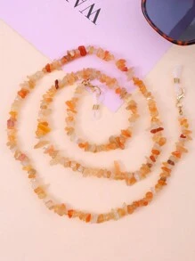 1 件不对称天然石防滑眼镜链（可调节）女士眼镜配件 - 彩色 - 查看 14