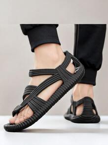 Sandalias de verano para hombres, zapatos tejidos romanos antideslizantes de hierba para actividades al aire libre, playa, conducción, zapatillas deportivas de talla grande