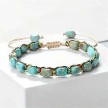 Pulseira de Corda Trançada Feita à Mão com Contas de Pedra Natural, Estilo Vintage Boêmio, Meditação Yoga, Presente de Joias de Sorte