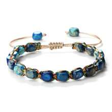 Pulseira de Corda Trançada Feita à Mão com Contas de Pedra Natural, Estilo Vintage Boêmio, Meditação Yoga, Presente de Joias de Sorte