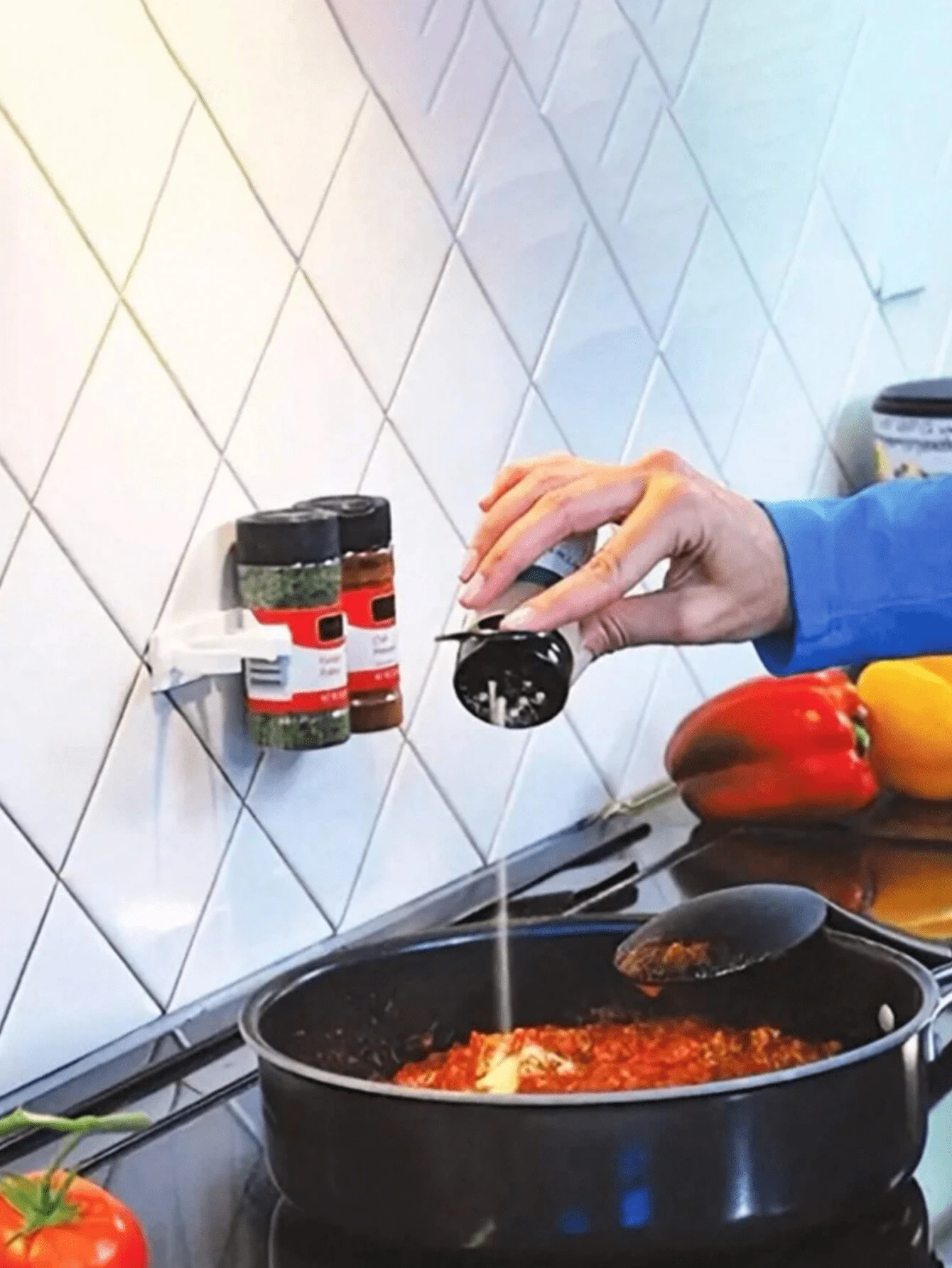 5 No Drilling Installation Without Punching Storage Rack, Wall Mounted Five Small Flavor Bottle