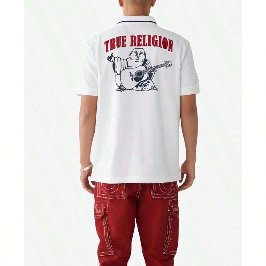True Religion 男式常规款短袖 JV7 Polo 衫 - 光纖白 - 查看 1
