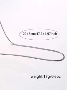 Nooxian 1入時尚極簡銀色120cm不鏽鋼蛇骨鏈項鏈，嘻哈多層毛衣鏈（女款） - 銀色 - 查看 4