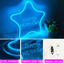 Biển hiệu neon trang trí theo yêu cầu, biển hiệu đèn neon cá nhân hóa cho phòng, đám cưới, quà tặng Ngày của Mẹ, biển hiệu neon khắc nghệ thuật, biển hiệu đèn LED USB, biển tên neon trang trí phòng ngủ & quán bar, biển hiệu neon LED tùy chỉnh. - hình ngôi sao-33cm*33cm - Xem 6