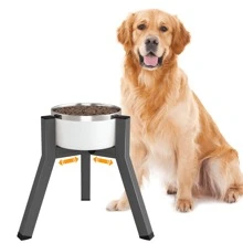 Metal Raised Dog Bowl Stand For Extra Large And Large Dogs, Adjustable Width For 7-10.6" Dog Food & Water Bowls, Single Tall Elevated Dog Bowls Holder (Bowl Not Included)