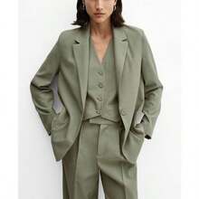 Mango Women's Pockets Suit Blazer - Green - View 1