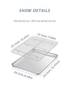 Flat-Bottomed Stainless Steel Baking Tray Cooling Rack Set Grid Baking Distribution Frame 304 Square Multi-Purpose Oven Tray - 304 Stainless Steel - View 11