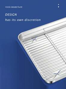 Flat-Bottomed Stainless Steel Baking Tray Cooling Rack Set Grid Baking Distribution Frame 304 Square Multi-Purpose Oven Tray - 304 Stainless Steel - View 2