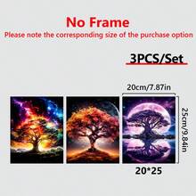 Lot de 3 pièces avec cadre Art mural moderne de l'arbre de vie, peinture sur canevas pour la décoration de la salle de séjour - Multicolore - Voir 14