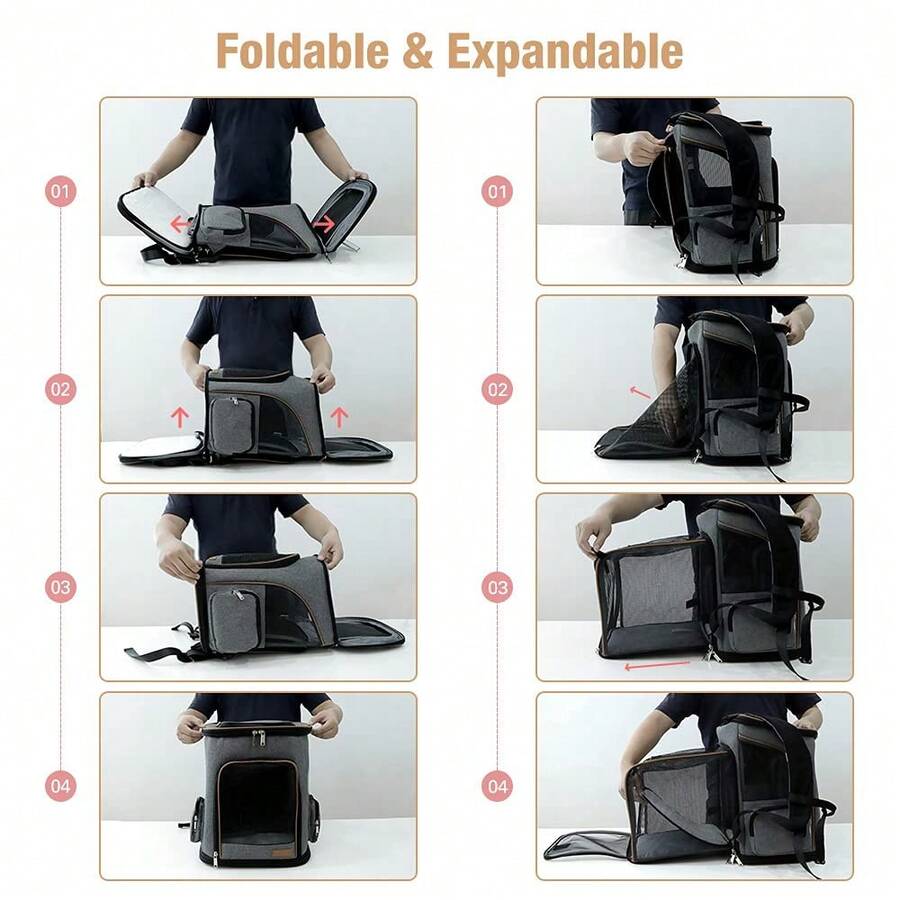 SHEIN MALL Pet Carrier Backpack Expandable Cat Backpack For Medium Dogs