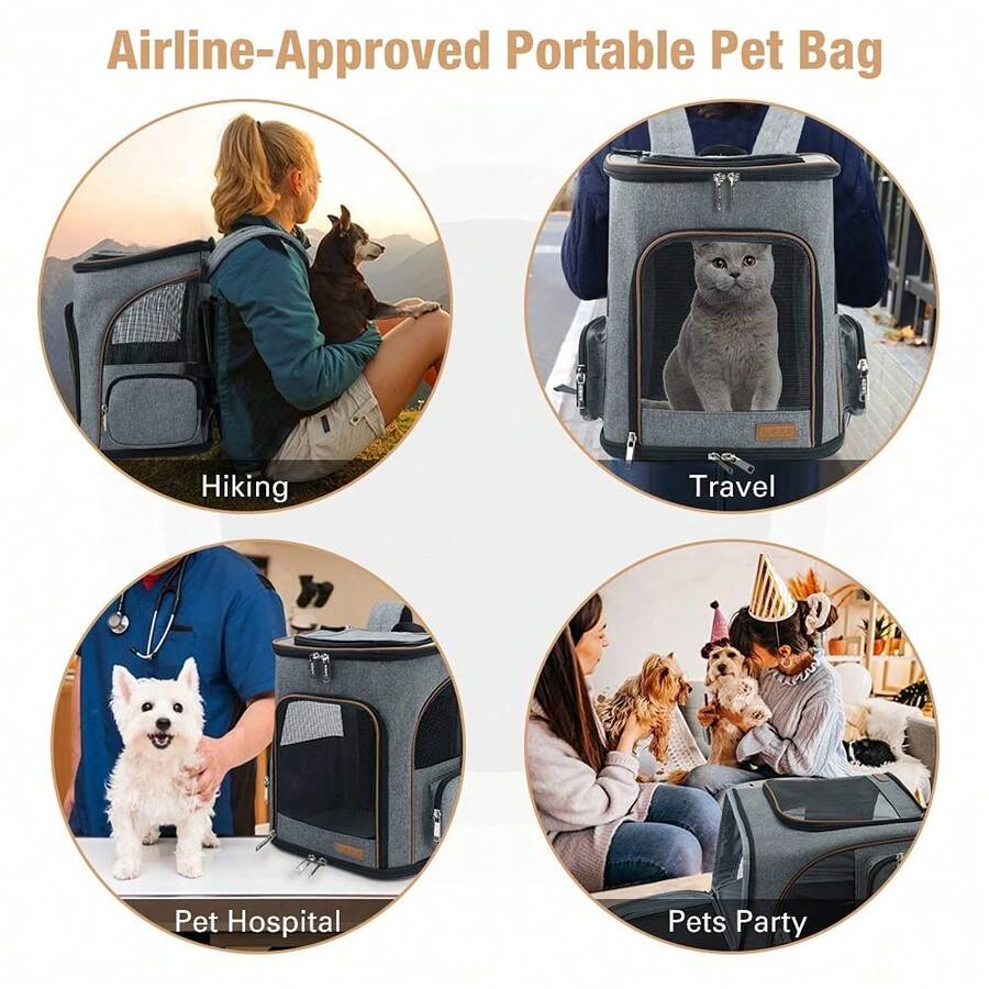 SHEIN MALL Pet Carrier Backpack Expandable Cat Backpack For Medium Dogs