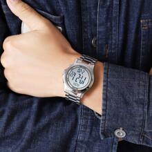 SKMEI 商務男士不鏽鋼防水手錶，帶 EL 燈，計時功能，跨境熱銷產品 - 銀色 - 查看 3