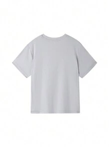 Annil Camiseta de punto de manga corta con cuello redondo y estampado de letras para niños preadolescentes, nueva y casual para verano, de algodón peinado y versátil