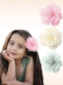3 pièces Pinces à cheveux à fleurs hawaïennes, pinces à cheveux avec fleurs et perles, accessoires de cheveux pour filles, barrettes de côté douces, épingles à cheveux