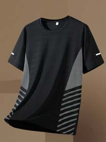 Boyfriend Style Men's Summer Loose Fit Round Neck Sports Running Quick-Dry T-Shirt Made Of Ice-Silk Fabric