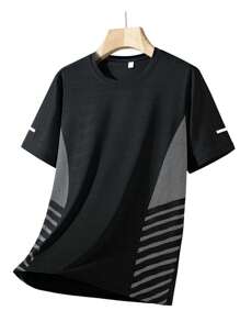 Boyfriend Style Men's Summer Loose Fit Round Neck Sports Running Quick-Dry T-Shirt Made Of Ice-Silk Fabric