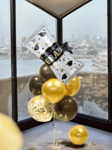 8pcs/Set Black And Gold Graduation Cap Balloons - Large Size, 32 Inches, 7pcs/Pack | Congrats Grad Balloon Decoration | 2024 Graduation Balloons, 2024 Graduation Decorations - Multicolor - View 7