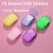 PUMPLUX 5/10入組便攜式一次性肥皂片，盒裝洗手紙，旅行和家庭迷你一次性肥皂，戶外露營便攜肥皂片，浴室用品 - 隨機顏色 - 查看 8