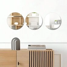 1pc Modern Style,Round Decorative Mirror Sticker, (Thick 0.2cm) Removable Self-Adhesive Acrylic Mirror Wall Sticker, Wall Art, Wall Stickers, Home Decor, Bedroom Accessories, Room Decoration - Silver - View 8