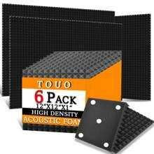 TOUO 6/12/24入組金字塔聲學泡棉板，高密度12"X12"X1"吸音材料，用於牆壁隔音保溫 - 30X30X2.5CM/12"X12"X1" - 查看 13