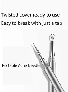 1入全新升級版專業面部痘痘去除工具和白頭粉刺提取器，高級不鏽鋼雙頭針，黑頭、瑕疵、青春痘去除
