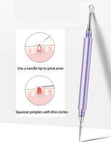 1入全新升級版專業面部痘痘去除工具和白頭粉刺提取器，高級不鏽鋼雙頭針，黑頭、瑕疵、青春痘去除