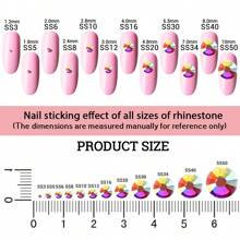 Cristal Piedras Tornasol 6 Tamaños Mix Decoración Uñas, 1020pzs(ss20, ss16, ss12, ss10, ss8, ss6) - Multicolor - Ver 5