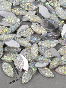 100 piezas de piedras preciosas de resina en forma de navette, en blanco AB con parte trasera plana, piedras de resina plateadas de alta calidad para la elaboración de ropa - AB blanco - Ver 2