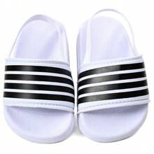 Chinelo Infantil Bebe Unissex Menino E Menina Listrado Com Elastico - Branco - Visão 1