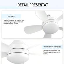 35W Ceiling Fan With Remote Control LED Light Fan E27 Base Intelligent Silent Ceiling Fan For Bedroom And Living Room - White - View 5