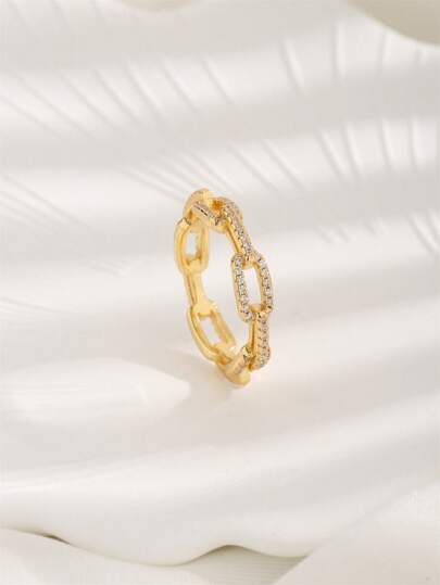 1pc Fashionable And Simple Cubic Zirconia Ring For Women, Suitable For Daily Wear, Valentine's Day, Mother's Day