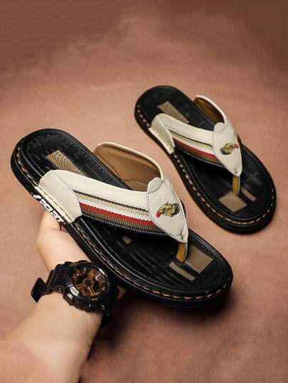 Earth Tones Casual Retro Gradient Color Simple Animal Print Alligator Print Men's Beach Daily Trip Outdoor Stay-At-Home Holiday Party Commuting Outside Wear Spring Summer Autumn Black Wine Red Brown Lightweight Non-Slip Comfortable Breathable Car Sewing Flip-Flops Men's Solid Color Gradient Color Printed Animal Print Alligator Leather Open-Toe Low-Top Shoes Slip-On Feet Flat Platform Men's Flip-Flops