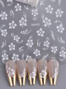 3片装夏日芙蓉美甲贴纸 夏威夷花藤简约设计 DIY 粘贴式美甲贴片 白色粉色 DIY 美甲用品 美甲装饰 - 彩色 - 查看 8