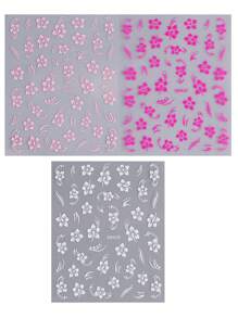 3片装夏日芙蓉美甲贴纸 夏威夷花藤简约设计 DIY 粘贴式美甲贴片 白色粉色 DIY 美甲用品 美甲装饰 - 彩色 - 查看 5