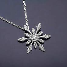 Vòng cổ bông tuyết dành cho nữ Mặt dây chuyền bông tuyết đính đá Zirconia bằng bạc có dây chuyền 18-20 inch có thể điều chỉnh, Trang sức Giáng sinh cho các cô gái tuổi teen Mẹ bạn gái - Bạc - Xem 3