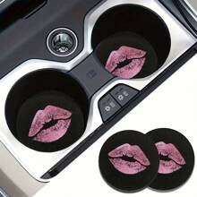 2pcs Car Coasters Print Absorbent Coasters Set, Universal Fit Women Gifts, Car Decor & Car Accessories - Multicolor - View 15