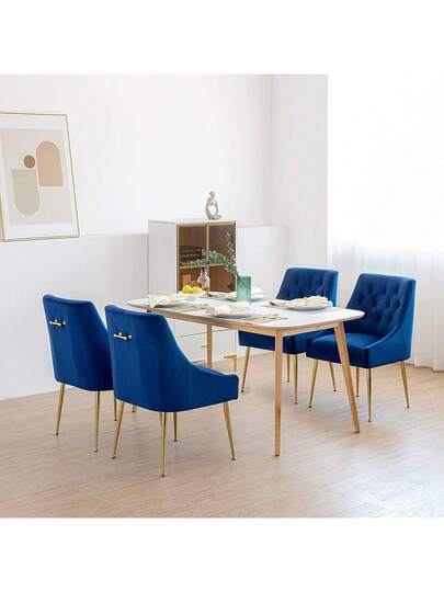 LONXIU Dining Stoel Set Of Thick Fluwelen Fabric Upholstered Seat, Metal Legs, Kitchen Moderne Room, Living Bedroom view 5