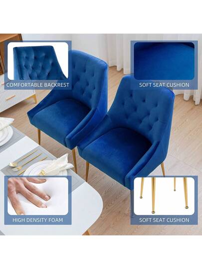LONXIU Dining Stoel Set Of Thick Fluwelen Fabric Upholstered Seat, Metal Legs, Kitchen Moderne Room, Living Bedroom view 2