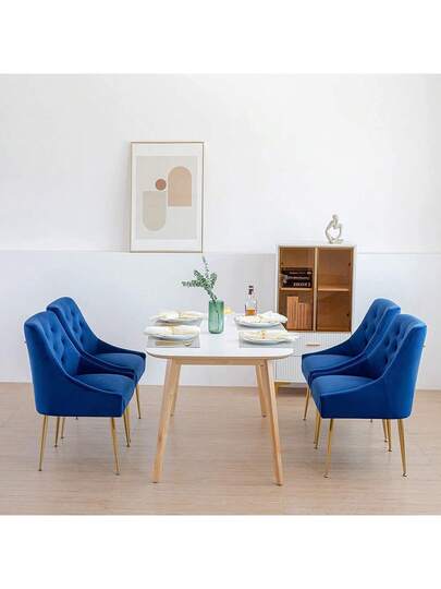 LONXIU Dining Stoel Set Of Thick Fluwelen Fabric Upholstered Seat, Metal Legs, Kitchen Moderne Room, Living Bedroom view 4