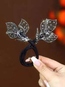 1pc Hair Bun Maker With Bow Knot, Feathers And Faux Pearls For Elegant Updo Hairstyle Accessories