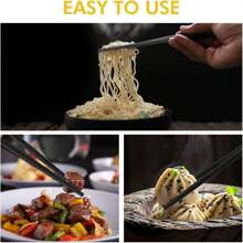 5 Pairs Reusable Chopsticks Dishwasher Safe, 9.5 Inch Fiberglass Chopsticks Set, Japanese Chinese Korean Chopsticks For Food, Non-Slip, Easy To Use (Black Chopsticks), Kitchen, Christmas Gift