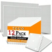 TOUO 6/12/24入組金字塔聲學泡棉板，高密度12"X12"X1"吸音材料，用於牆壁隔音保溫 - 30X30X2.5CM/12"X12"X1" - 查看 14