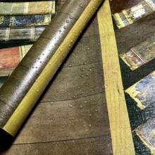 1 Roll Retro Bookshelf Self-Adhesive Wallpaper, Moisture-Proof, Waterproof, Wear-Resistant, High Temperature-Resistant, Ideal For Bedroom, Dorm Room Renovation, Removable Without Residue, Easy To Install With One Peel And Stick - Coffee Brown - View 2