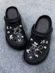 18pcs Rhinestone Detachable Bear Shoe Charms Accessories Suitable For Hollow Out Clogs, Beach Sandals