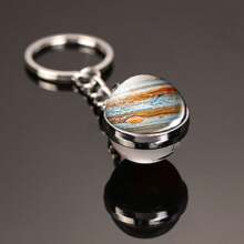1pc Galaxy Series Keychain Featuring Eight Planets, Moon And Crystal Glass Pendant, Gift Or Souvenir Halloween Backpack For School Car Accessories Cute Goth Y2k