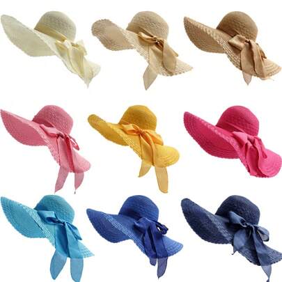 Women's Summer Korean Straw Hat Imitation UV Beach Hat Wide Brim Sun Hat Travel Hat Women