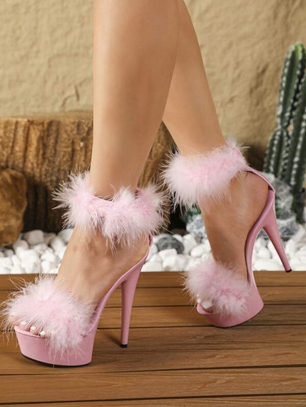 Sexy High Heel Slippers, Model Sexy Nightclub Waterproof Platform, Hate Sky High Heel, T-Stage Model Runway Formal Dress Wedding Party Thick Bottom Rhinestone Party Women's Sandals