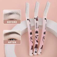 3 件套眉毛剃须刀（带盒），不锈钢脱毛剃须刀片，专业眉毛护理和剃须，男女适用 - 彩色 - 查看 2
