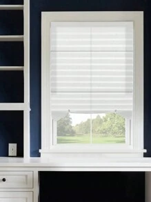 1pc Solid Color No Tools Pleated Fabric Shades With Two Clips Light Filtering Paper Pleated Blinds With Adhesive No Drilling Self Adhesive Blinds Easy To Cut And Install,  Easy Pleated Curtain For Bedroom Living Room Office Bathroom